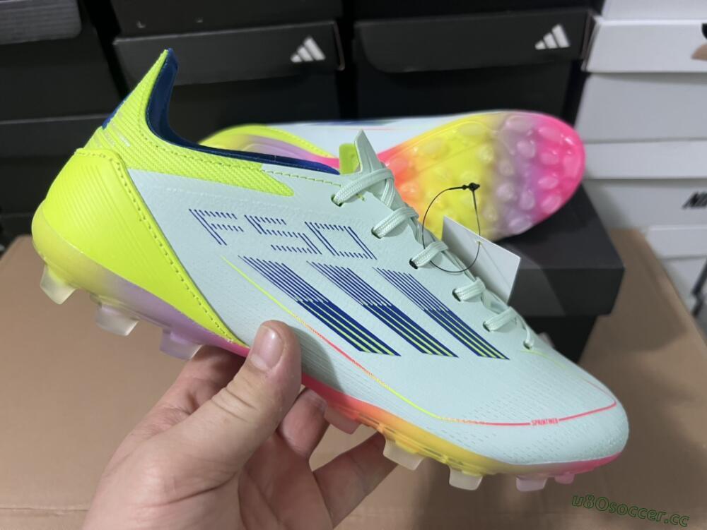 Unisex Adidas F50 Elite MG Multi Ground Low-Tops Football Boots - Jade/Blue/Yellow