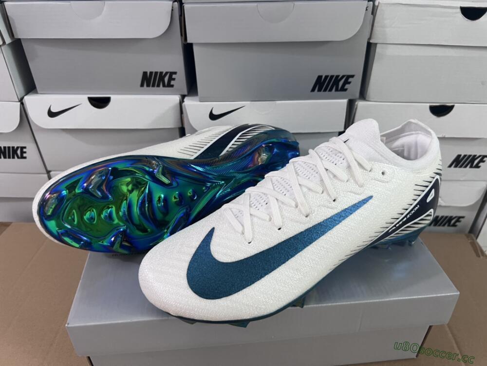 Unisex Nike Air Zoom Mercurial Vapor 16 Elite FG Firm Ground Low-Tops Football Boots - White/Blue/Gold