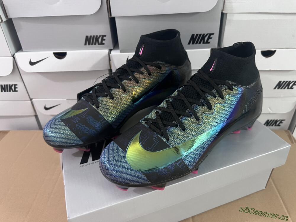 Men's Nike Air Zoom Mercurial Superfly 9 Elite FG Firm Ground High-Tops Football Boots - Metal Blue/Black