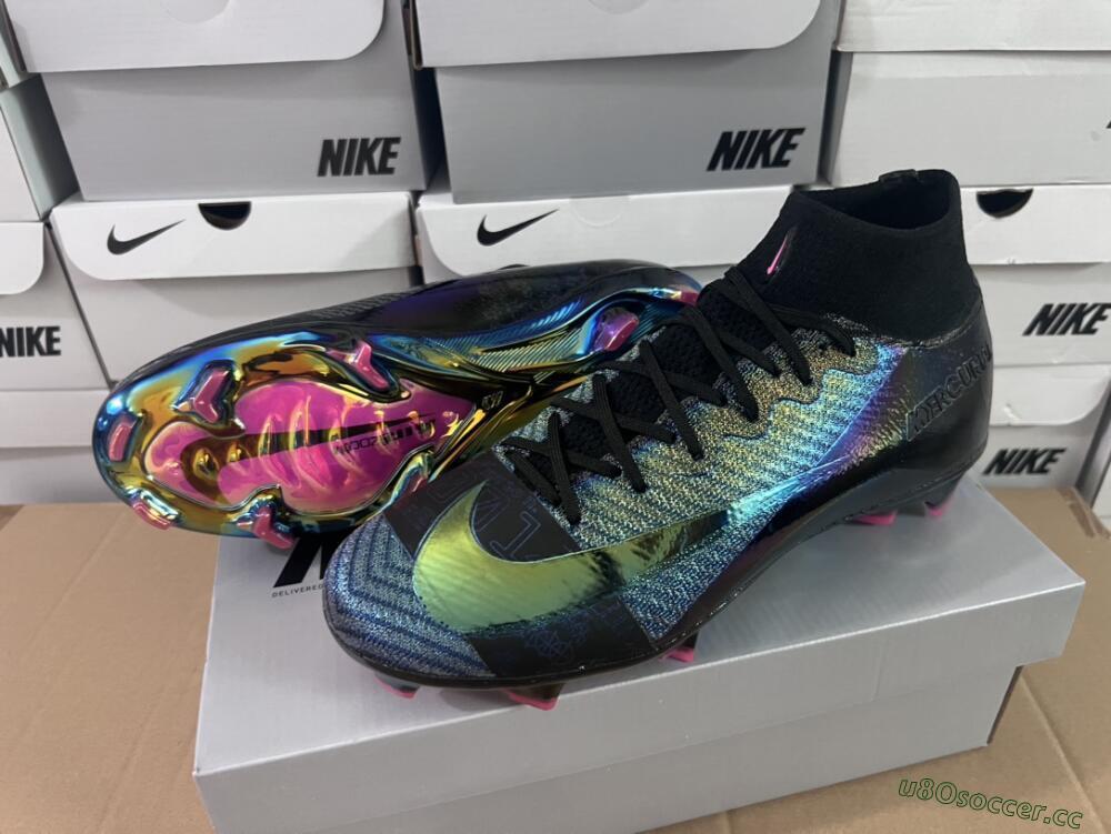 Men's Nike Air Zoom Mercurial Superfly 9 Elite FG Firm Ground High-Tops Football Boots - Metal Blue/Black