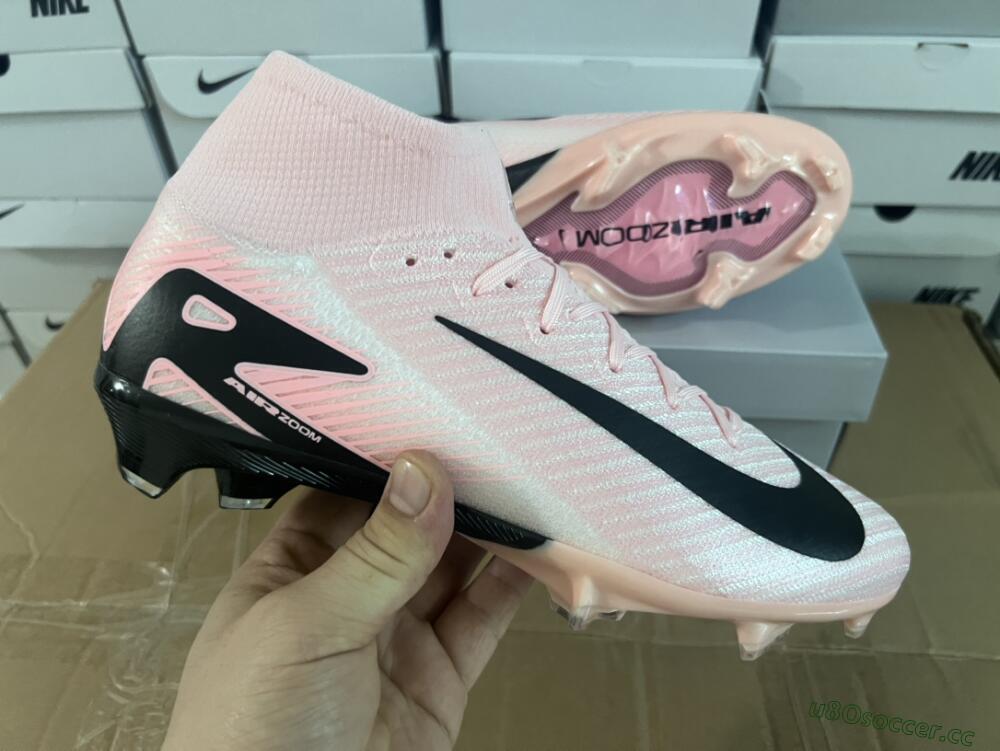 Unisex Nike Air Zoom Mercurial Superfly 10 Elite FG Firm Ground High-Tops Football Boots - Pink/White/Black