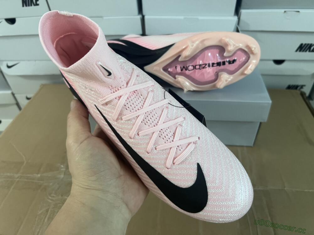 Unisex Nike Air Zoom Mercurial Superfly 10 Elite FG Firm Ground High-Tops Football Boots - Pink/White/Black