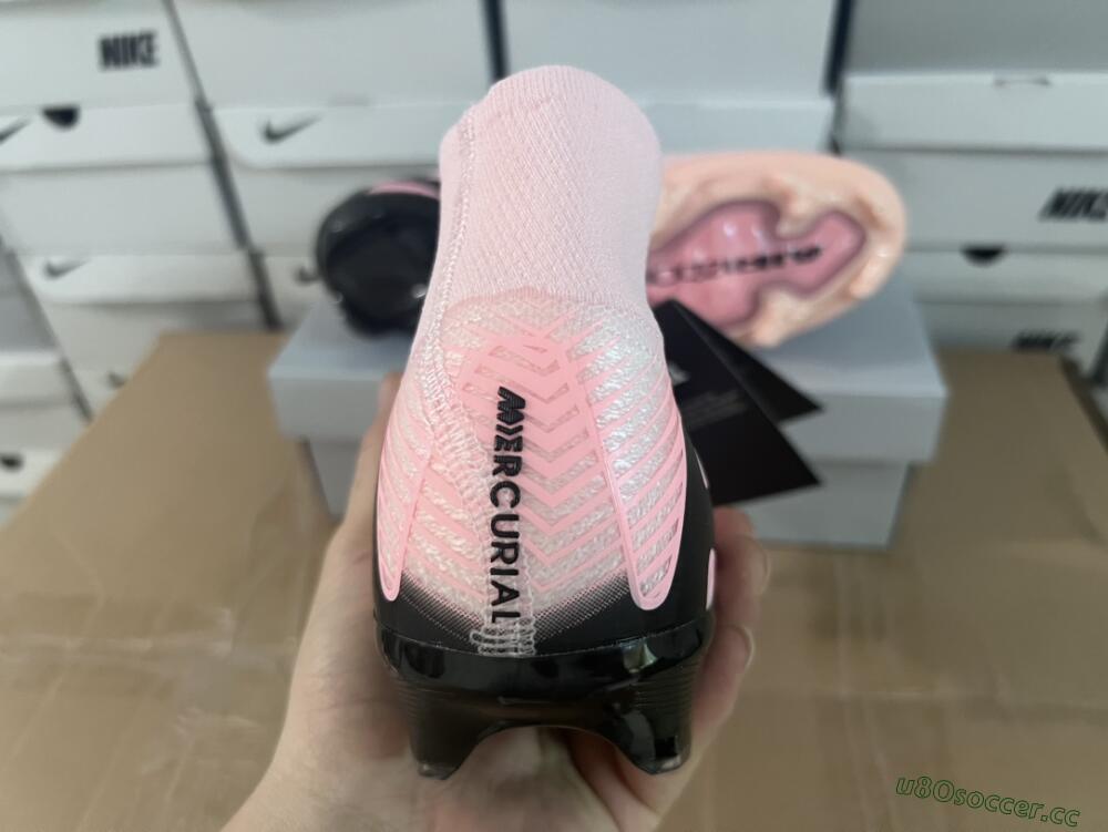 Unisex Nike Air Zoom Mercurial Superfly 10 Elite FG Firm Ground High-Tops Football Boots - Pink/White/Black