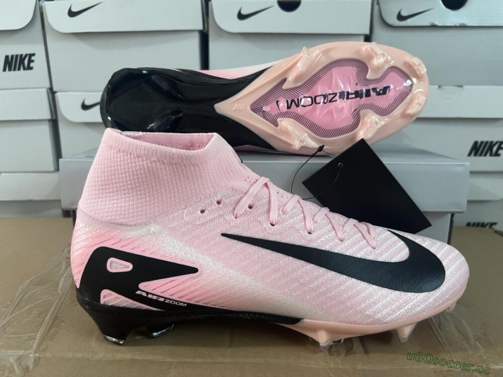 Unisex Nike Air Zoom Mercurial Superfly 10 Elite FG Firm Ground High-Tops Football Boots - Pink/White/Black