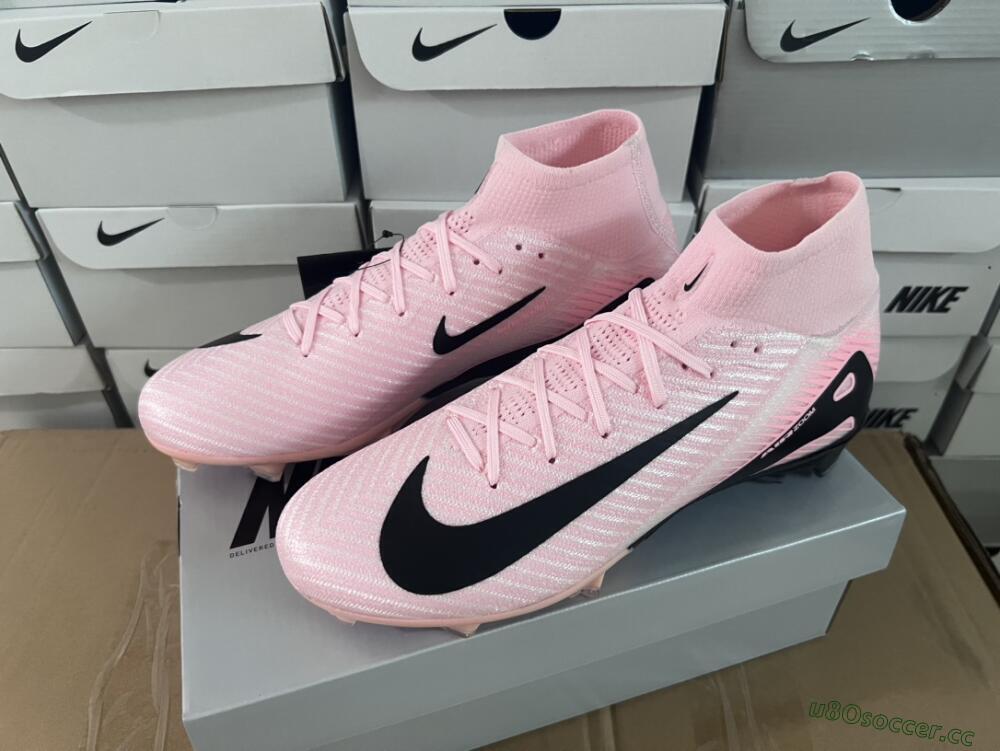 Unisex Nike Air Zoom Mercurial Superfly 10 Elite FG Firm Ground High-Tops Football Boots - Pink/White/Black