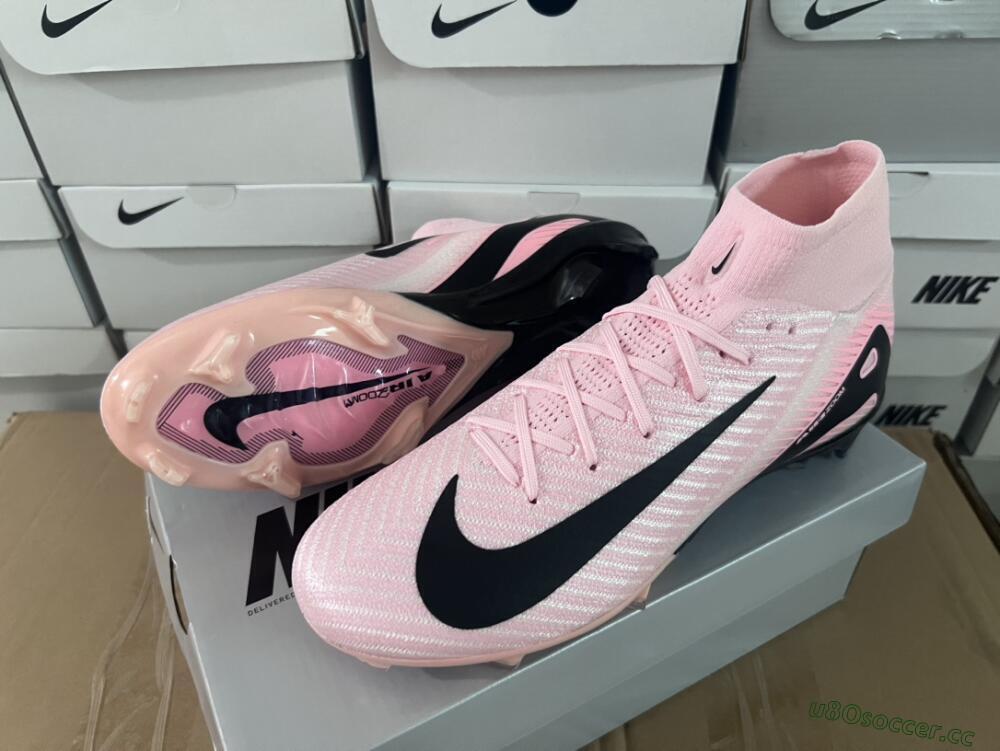 Unisex Nike Air Zoom Mercurial Superfly 10 Elite FG Firm Ground High-Tops Football Boots - Pink/White/Black