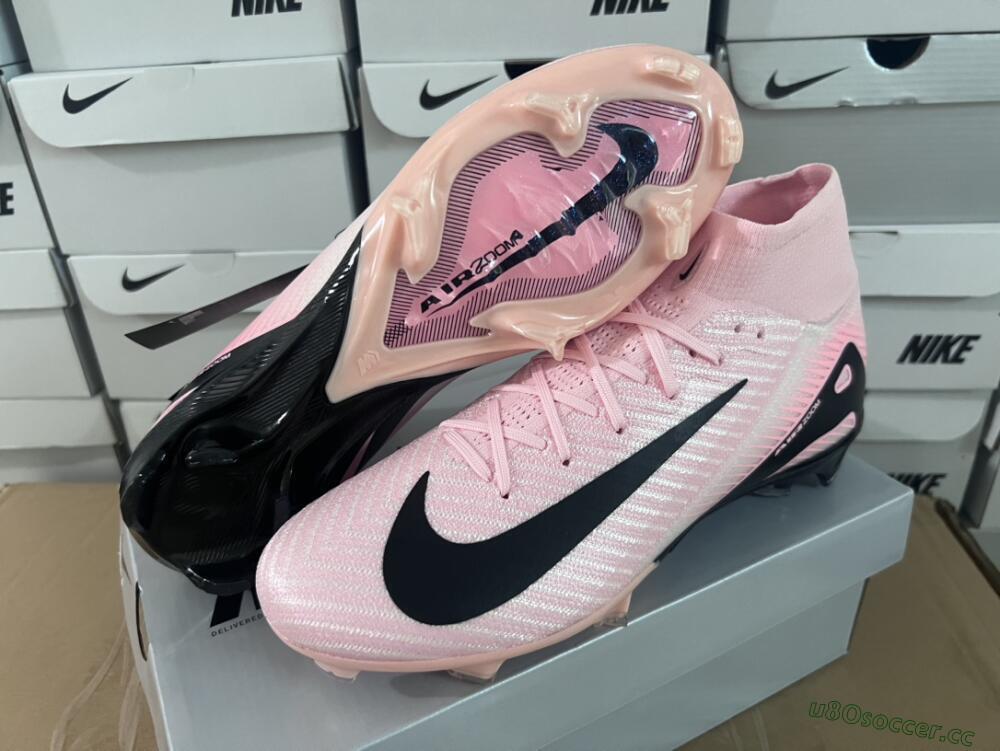 Unisex Nike Air Zoom Mercurial Superfly 10 Elite FG Firm Ground High-Tops Football Boots - Pink/White/Black