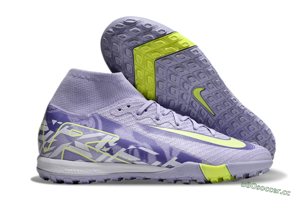 Unisex Nike Air Zoom Mercurial Superfly 10 Elite TF Artificial Turf Low-Tops Football Shoes - Purple/Yellow/White 2