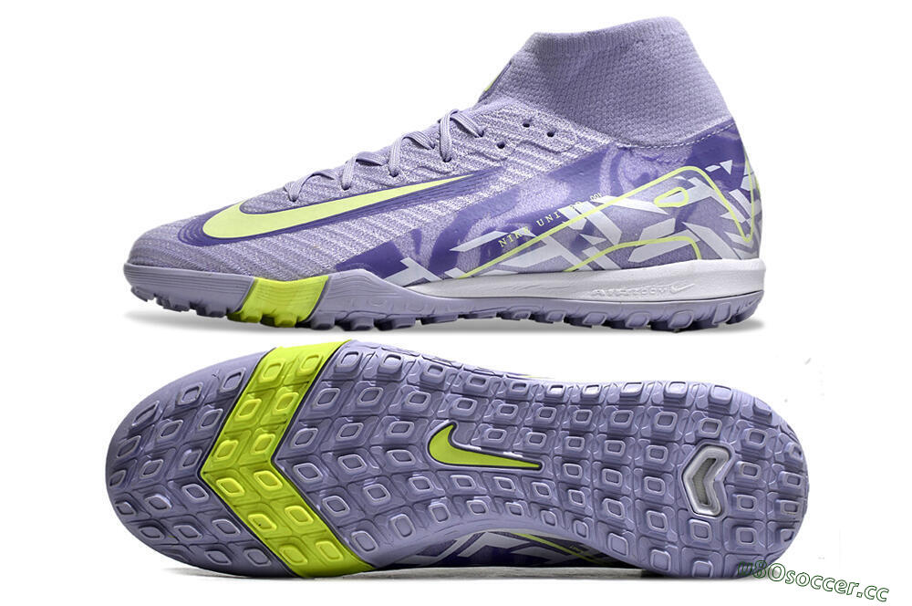 Unisex Nike Air Zoom Mercurial Superfly 10 Elite TF Artificial Turf Low-Tops Football Shoes - Purple/Yellow/White 1