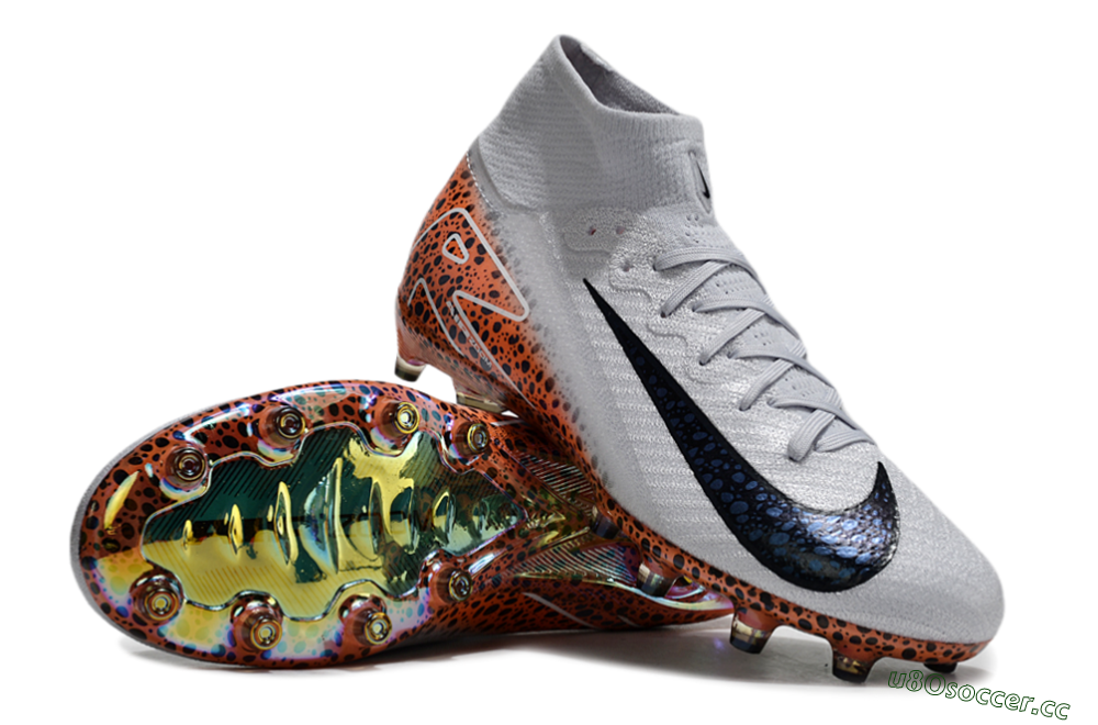 Unisex Nike Air Zoom Mercurial Superfly 10 Elite AG Artificial Grass High-Tops Football Boots - Grey/White/Leopard 3