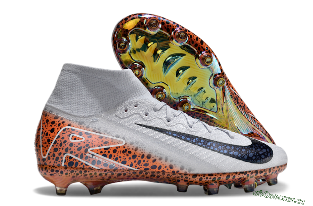 Unisex Nike Air Zoom Mercurial Superfly 10 Elite AG Artificial Grass High-Tops Football Boots - Grey/White/Leopard 2