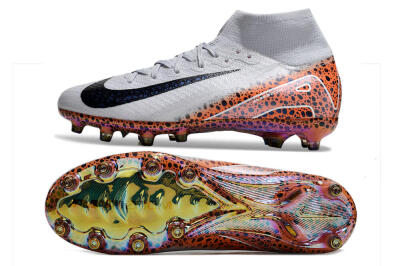 Unisex Nike Air Zoom Mercurial Superfly 10 Elite AG Artificial Grass High-Tops Football Boots - Grey/White/Leopard