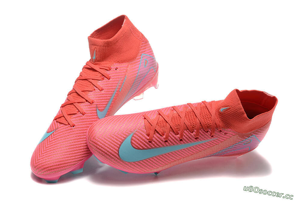 Men's Nike Air Zoom Mercurial Superfly 10 Elite FG Firm Ground High-Tops Football Boots - Red/Jade/Blue 6
