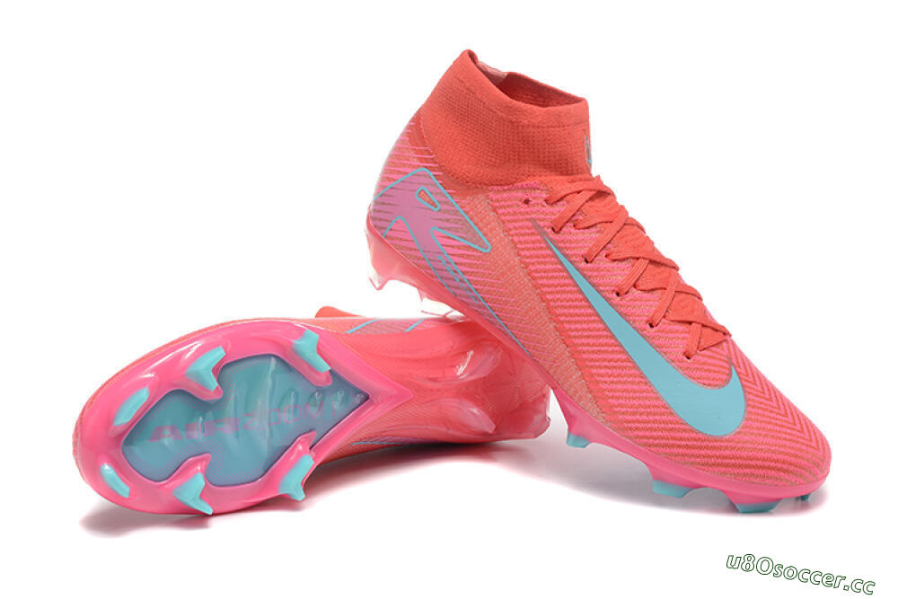 Men's Nike Air Zoom Mercurial Superfly 10 Elite FG Firm Ground High-Tops Football Boots - Red/Jade/Blue 4