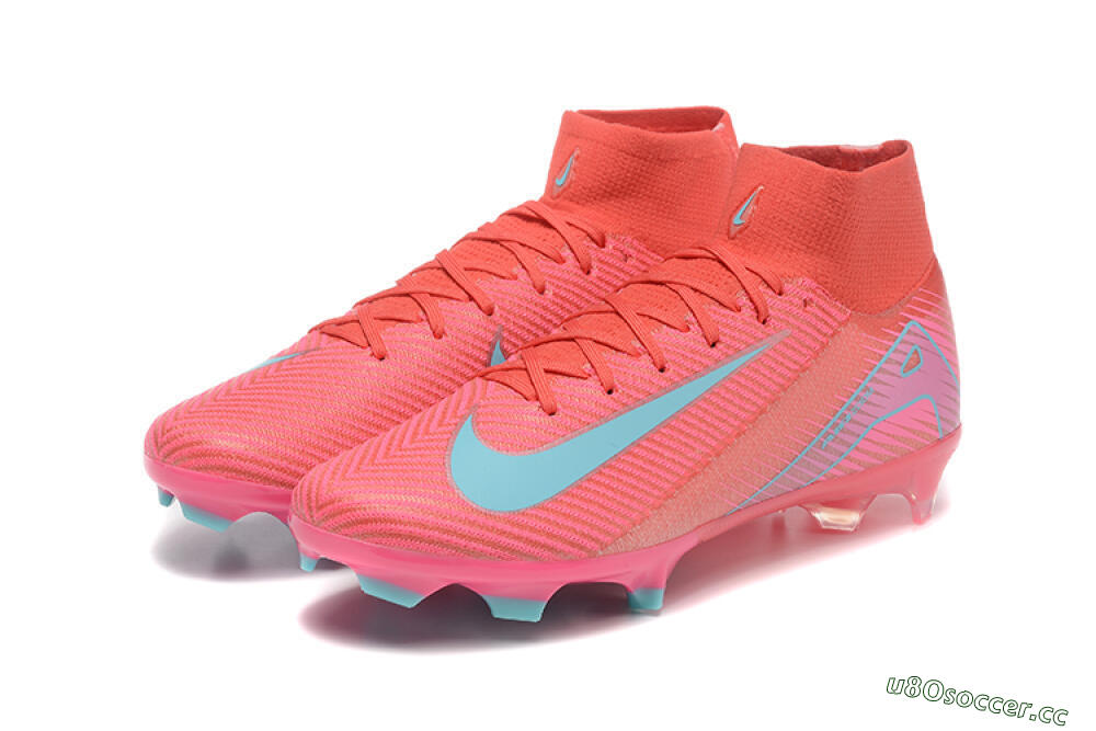 Men's Nike Air Zoom Mercurial Superfly 10 Elite FG Firm Ground High-Tops Football Boots - Red/Jade/Blue 5