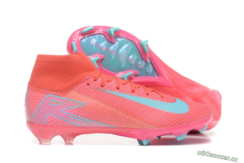 Men's Nike Air Zoom Mercurial Superfly 10 Elite FG Firm Ground High-Tops Football Boots - Red/Jade/Blue 2