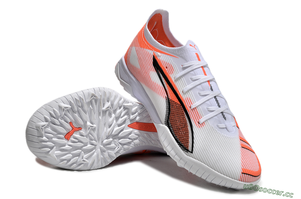 Men's Puma Ultra Ultimate TF Artificial Turf Low-Tops Football Shoes - White/Red/Black 3
