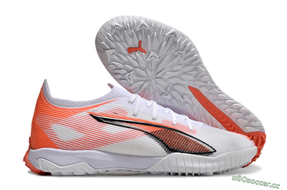Men's Puma Ultra Ultimate TF Artificial Turf Low-Tops Football Shoes - White/Red/Black 2