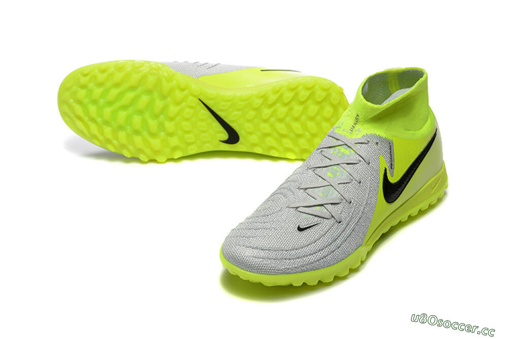 Men's Nike Phantom Luna Elite TF Artificial Turf High-Tops Football Shoes - Grey/Yellow/Black 3