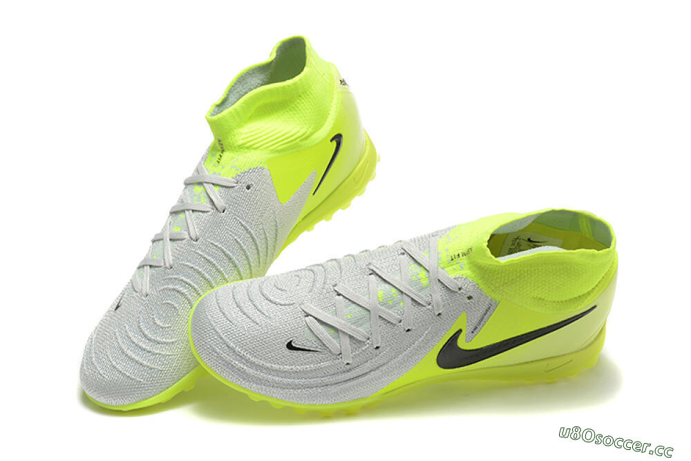 Men's Nike Phantom Luna Elite TF Artificial Turf High-Tops Football Shoes - Grey/Yellow/Black 6