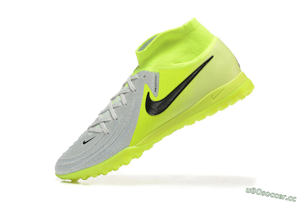 Men's Nike Phantom Luna Elite TF Artificial Turf High-Tops Football Shoes - Grey/Yellow/Black 8