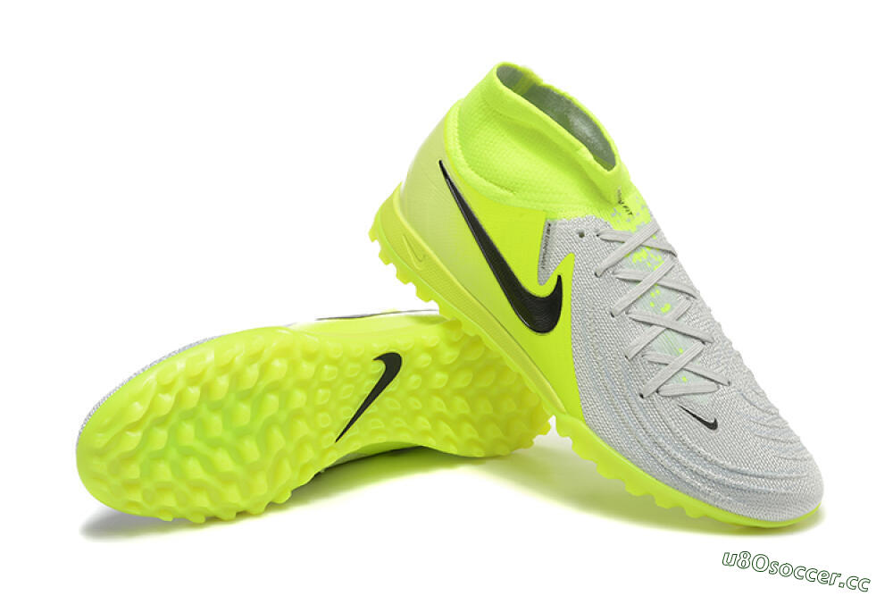 Men's Nike Phantom Luna Elite TF Artificial Turf High-Tops Football Shoes - Grey/Yellow/Black 4