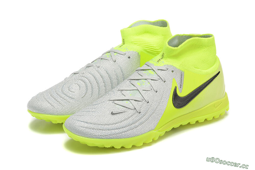 Men's Nike Phantom Luna Elite TF Artificial Turf High-Tops Football Shoes - Grey/Yellow/Black 5