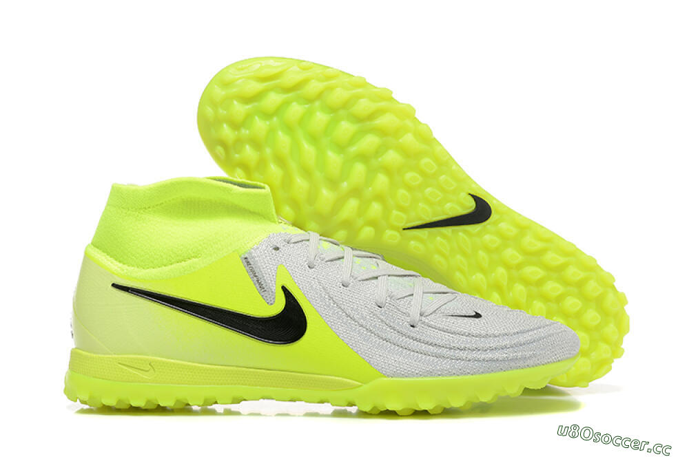 Men's Nike Phantom Luna Elite TF Artificial Turf High-Tops Football Shoes - Grey/Yellow/Black 2