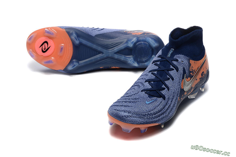 Men's Nike Phantom Luna Elite FG Firm Ground High-Tops Football Boots - Blue/Silver/Orange 3