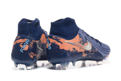Men's Nike Phantom Luna Elite FG Firm Ground High-Tops Football Boots - Blue/Silver/Orange