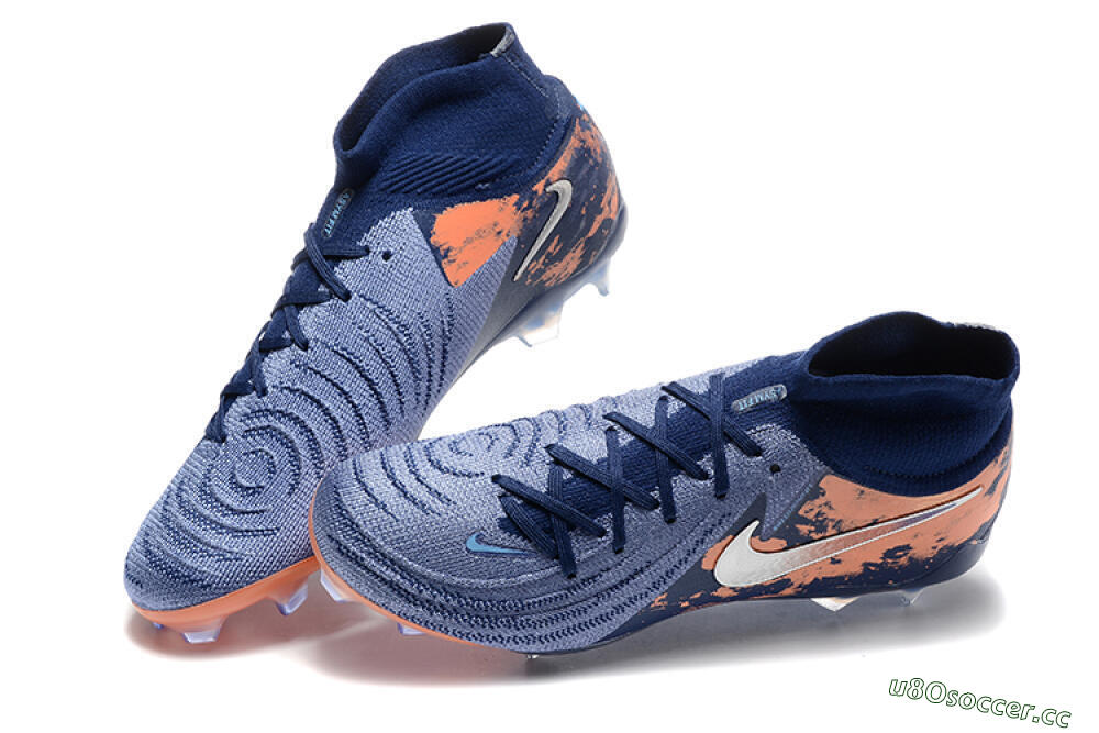 Men's Nike Phantom Luna Elite FG Firm Ground High-Tops Football Boots - Blue/Silver/Orange 6