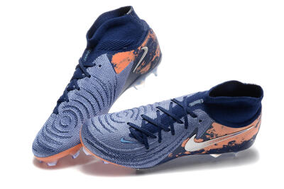 Men's Nike Phantom Luna Elite FG Firm Ground High-Tops Football Boots - Blue/Silver/Orange