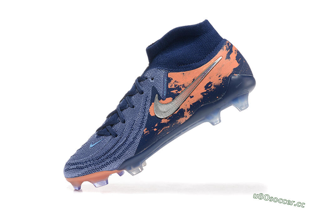 Men's Nike Phantom Luna Elite FG Firm Ground High-Tops Football Boots - Blue/Silver/Orange 8