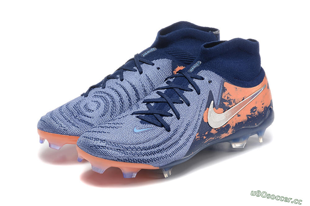 Men's Nike Phantom Luna Elite FG Firm Ground High-Tops Football Boots - Blue/Silver/Orange 5