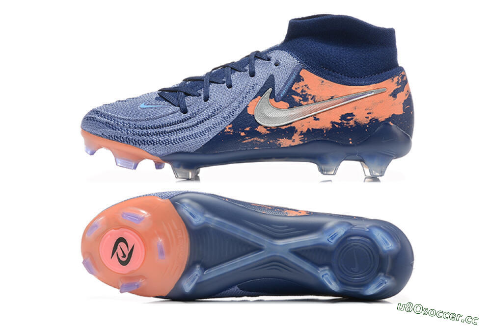 Men's Nike Phantom Luna Elite FG Firm Ground High-Tops Football Boots - Blue/Silver/Orange 1