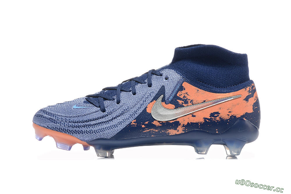Men's Nike Phantom Luna Elite FG Firm Ground High-Tops Football Boots - Blue/Silver/Orange 0