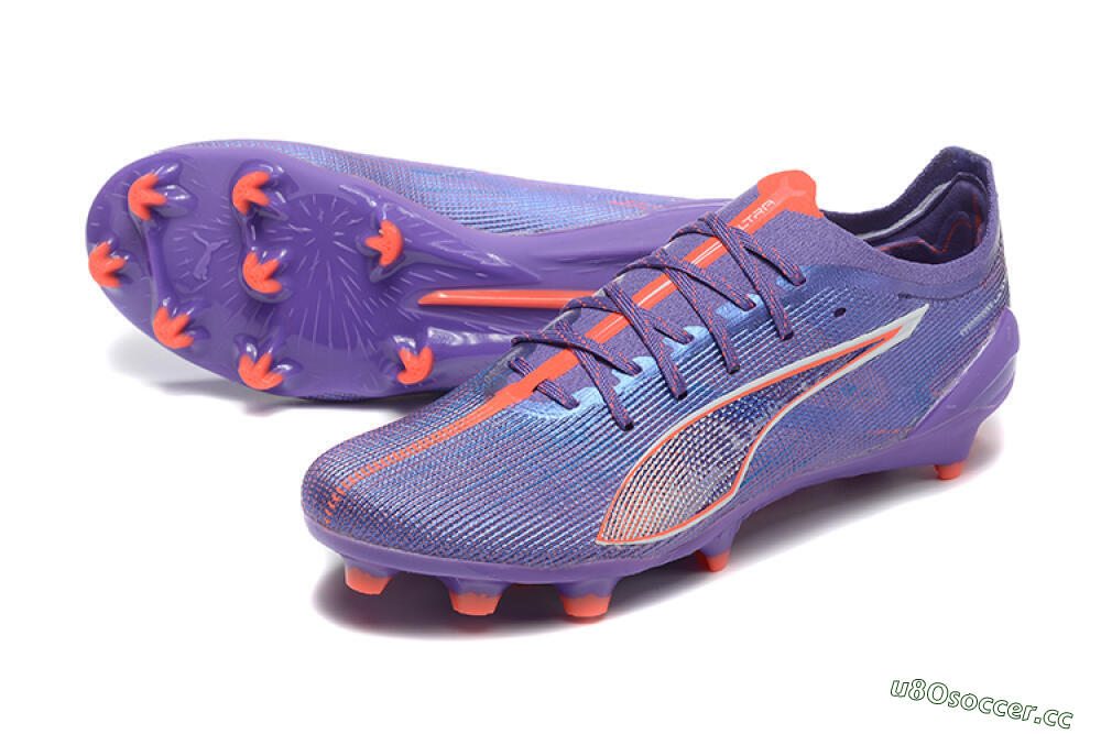 Men's Puma Ultra 5 Ultimate FG Firm Ground Low-Tops Football Boots - Purple/Blue/Red 3