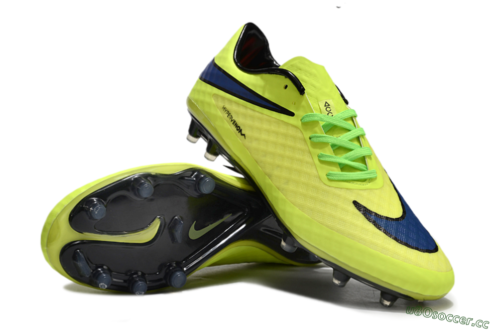 Men's Nike Hypervenom Phantom FG Firm Ground Low-Tops Football Boots - Yellow/Blue/Black 3