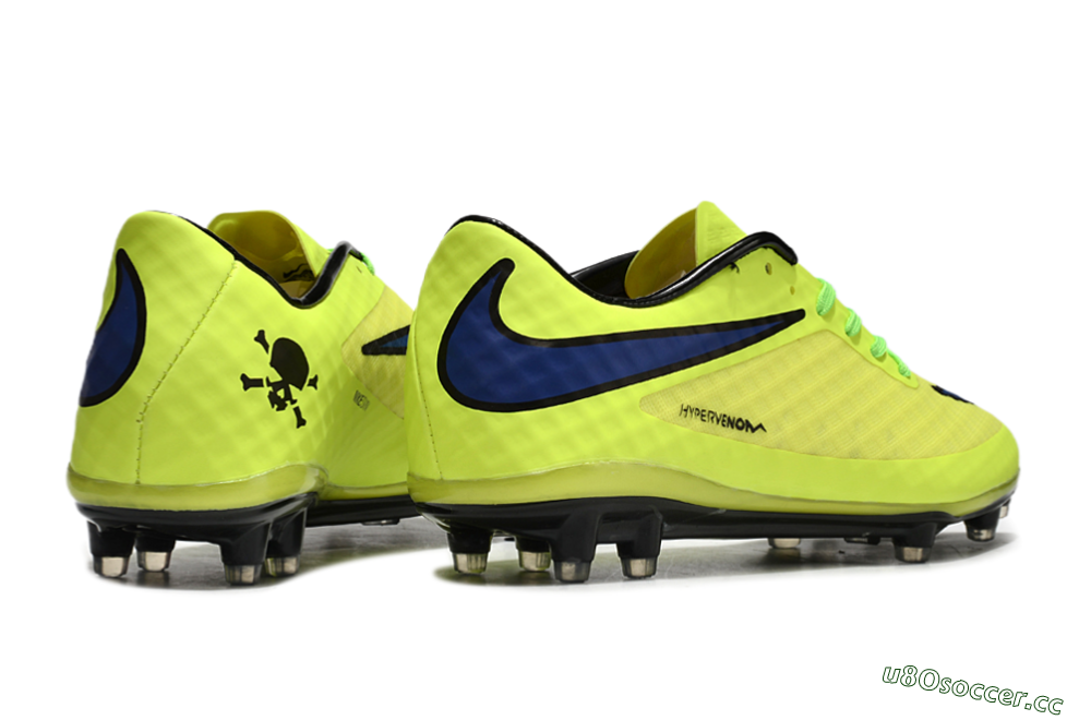 Men's Nike Hypervenom Phantom FG Firm Ground Low-Tops Football Boots - Yellow/Blue/Black 6