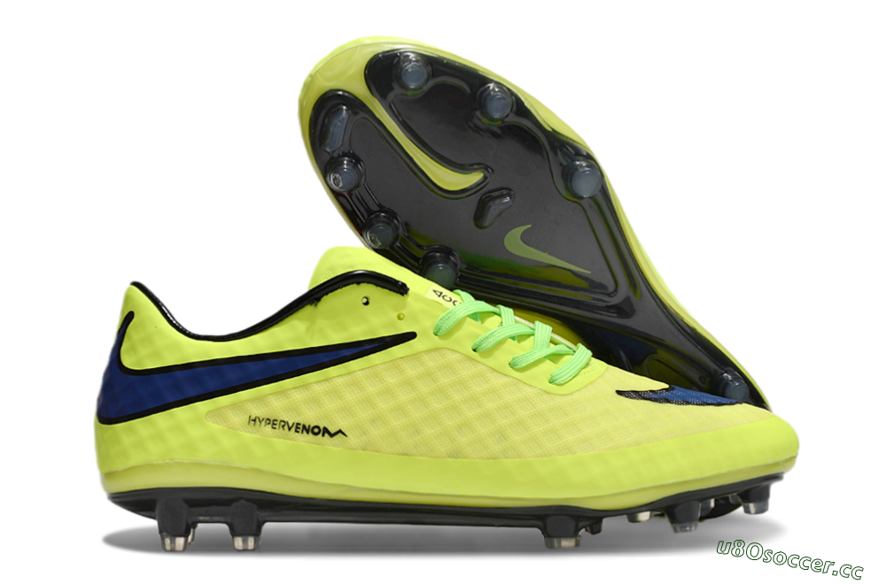 Men's Nike Hypervenom Phantom FG Firm Ground Low-Tops Football Boots - Yellow/Blue/Black 2