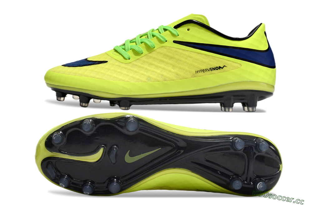 Men's Nike Hypervenom Phantom FG Firm Ground Low-Tops Football Boots - Yellow/Blue/Black 1