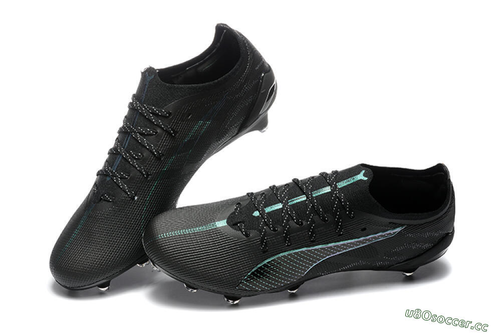 Men's Puma Ultra 5 Ultimate FG Firm Ground Low-Tops Football Boots - Black/Jade/White 6
