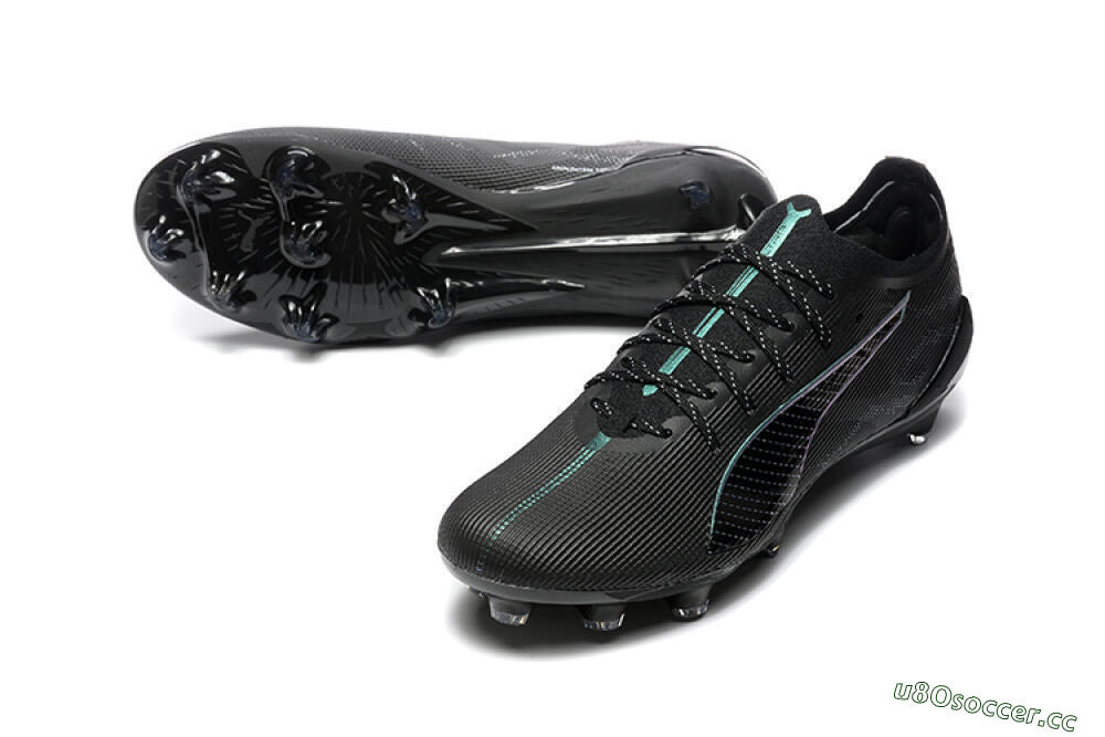 Men's Puma Ultra 5 Ultimate FG Firm Ground Low-Tops Football Boots - Black/Jade/White 3