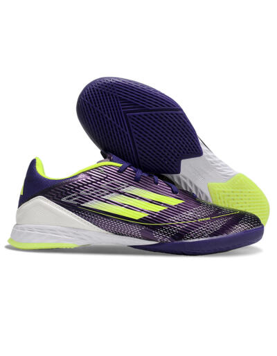 Unisex Adidas F50 Elite IC Indoor & Futsal Low-Tops Football Shoes - Purple/Yellow/White