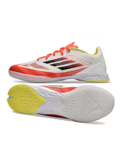 Unisex Adidas F50 Elite IC Indoor & Futsal Low-Tops Football Shoes - Red/White/Yellow