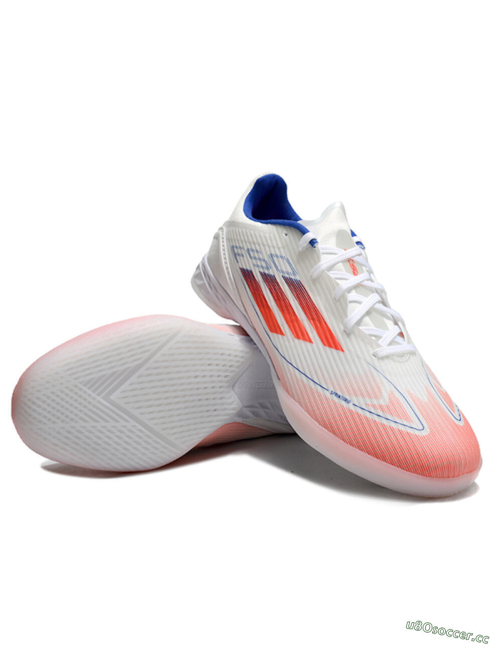 Unisex Adidas F50 Elite IC Indoor & Futsal Low-Tops Football Shoes - White/Red/Blue 3