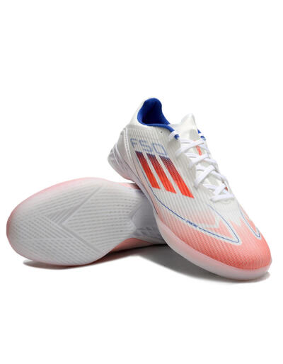 Unisex Adidas F50 Elite IC Indoor & Futsal Low-Tops Football Shoes - White/Red/Blue
