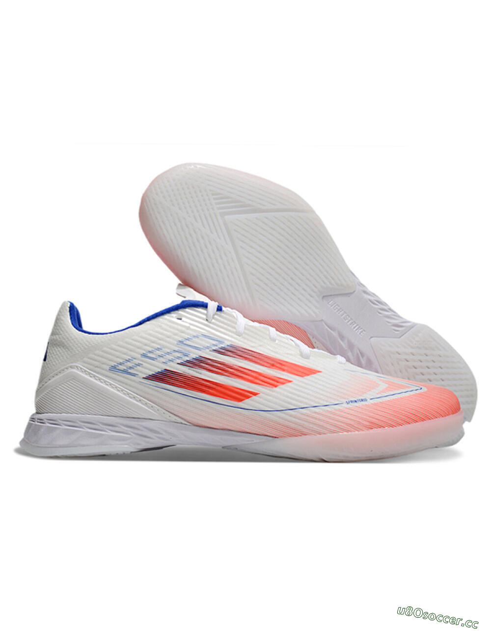 Unisex Adidas F50 Elite IC Indoor & Futsal Low-Tops Football Shoes - White/Red/Blue 2