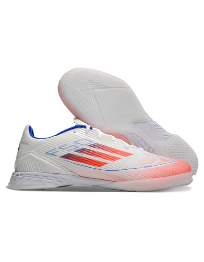 Unisex Adidas F50 Elite IC Indoor & Futsal Low-Tops Football Shoes - White/Red/Blue