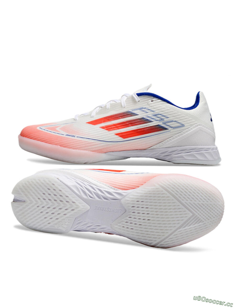 Unisex Adidas F50 Elite IC Indoor & Futsal Low-Tops Football Shoes - White/Red/Blue 1